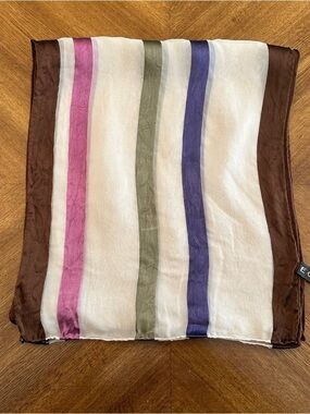 Echo Striped Silk Scarf with Multicolor Accents, Size 13x63